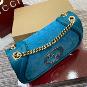 Gucci 815715 Gucci Blondie small shoulder bag Blue Suede Leather - Default Title - View 4