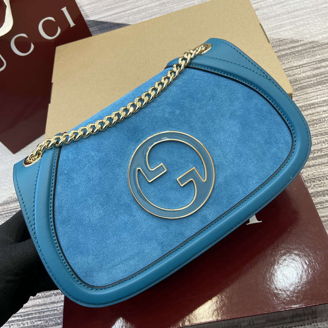 Gucci 815715 Gucci Blondie small shoulder bag Blue Suede Leather - Default Title - View 5