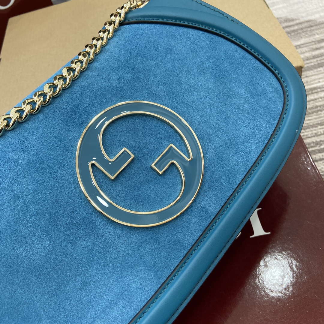 Gucci 815715 Gucci Blondie small shoulder bag Blue Suede Leather - Default Title - View 6