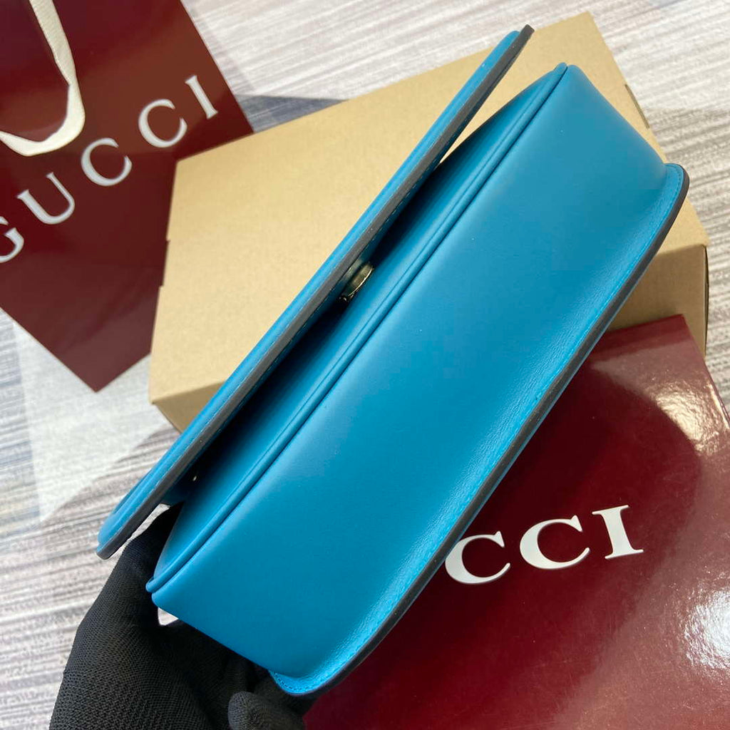 Gucci 815715 Gucci Blondie small shoulder bag Blue Suede Leather