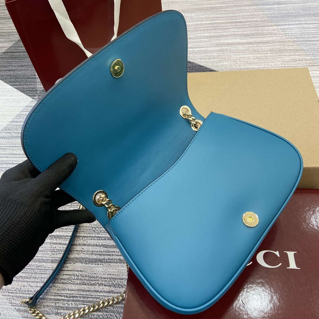 Gucci 815715 Gucci Blondie small shoulder bag Blue Suede Leather - Default Title - View 8