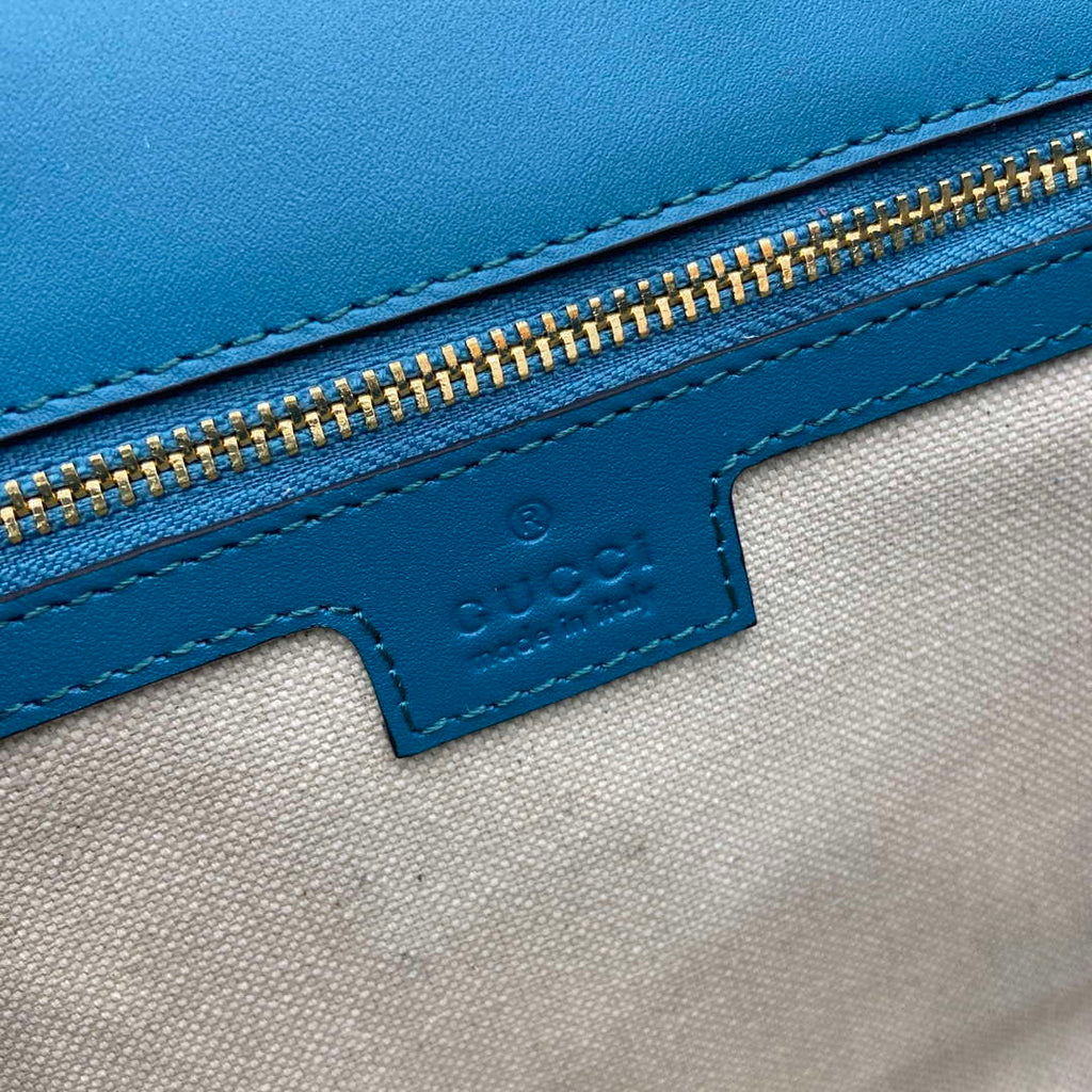 Gucci 815715 Gucci Blondie small shoulder bag Blue Suede Leather