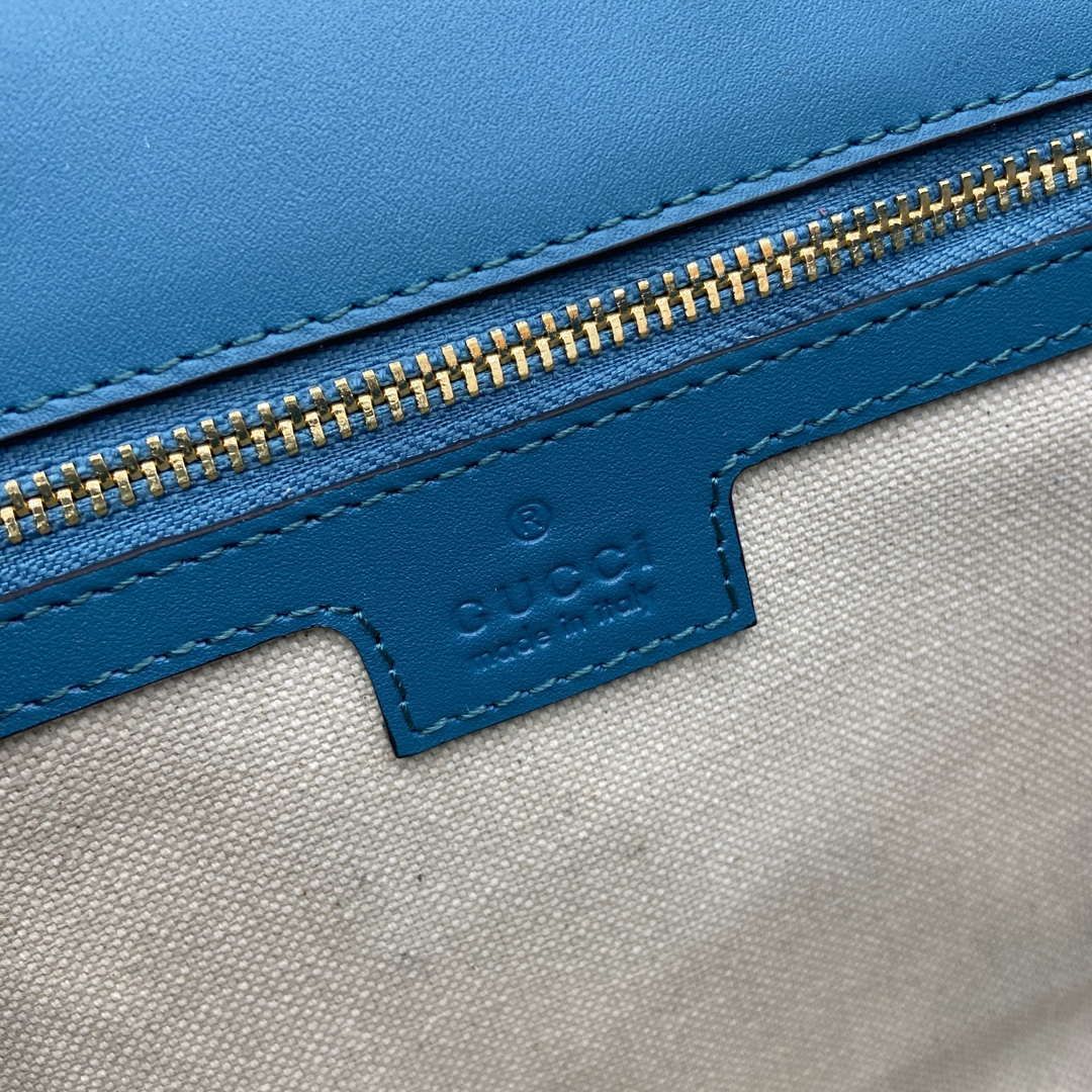 Gucci 815715 Gucci Blondie small shoulder bag Blue Suede Leather