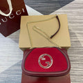 Gucci 815715 Gucci Blondie small shoulder bag Red and Wine red Suede Leather