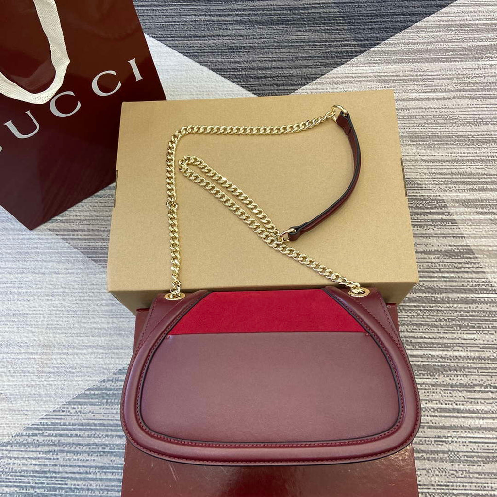 Gucci 815715 Gucci Blondie small shoulder bag Red and Wine red Suede Leather