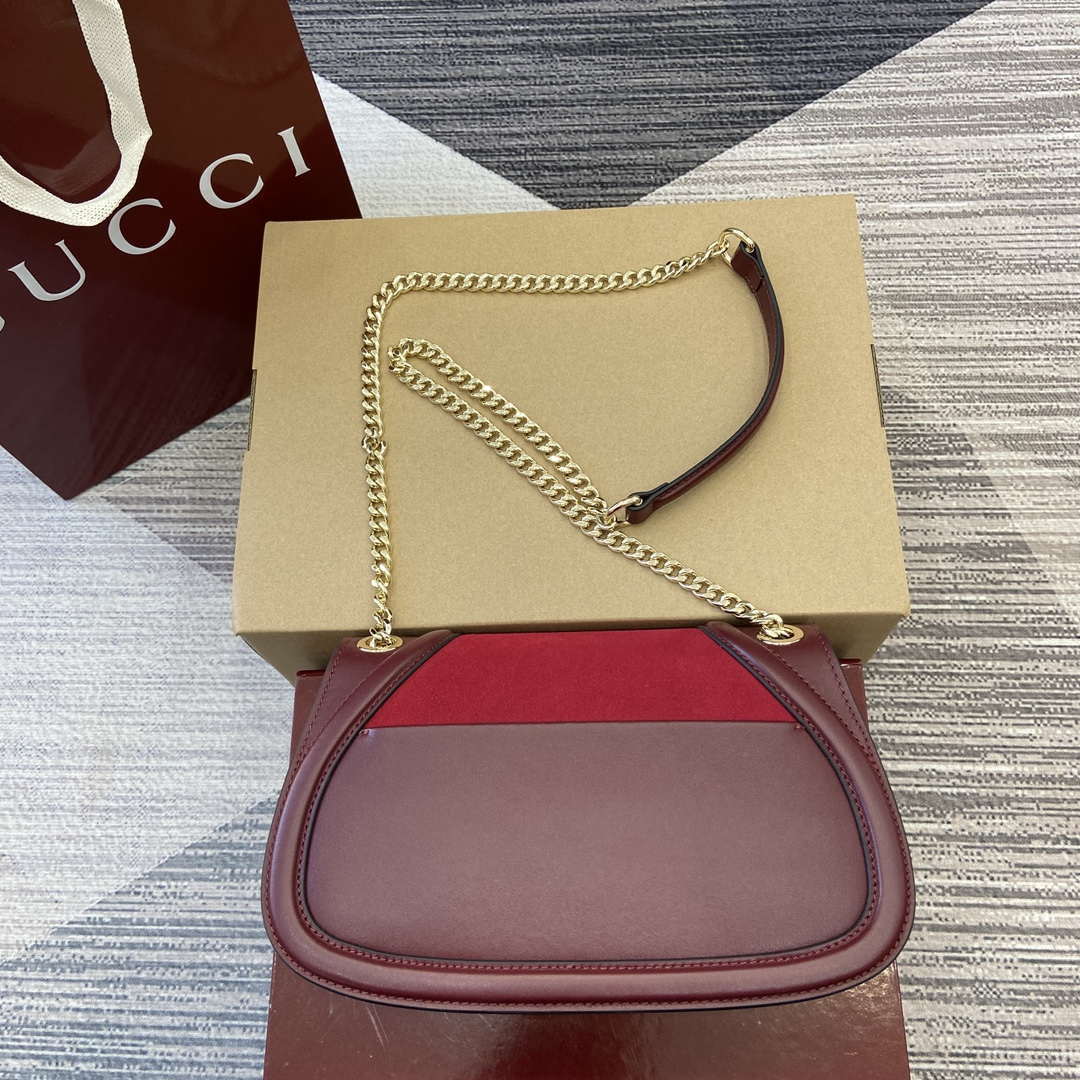 Gucci 815715 Gucci Blondie small shoulder bag Red and Wine red Suede Leather