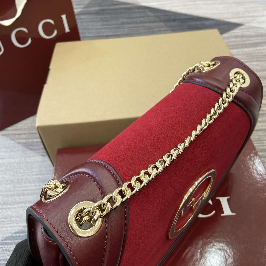 Gucci 815715 Gucci Blondie small shoulder bag Red and Wine red Suede Leather - Default Title - View 5