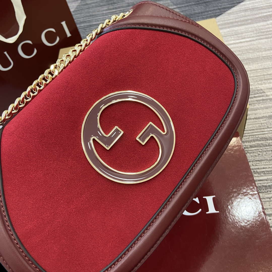 Gucci 815715 Gucci Blondie small shoulder bag Red and Wine red Suede Leather - Default Title - View 6