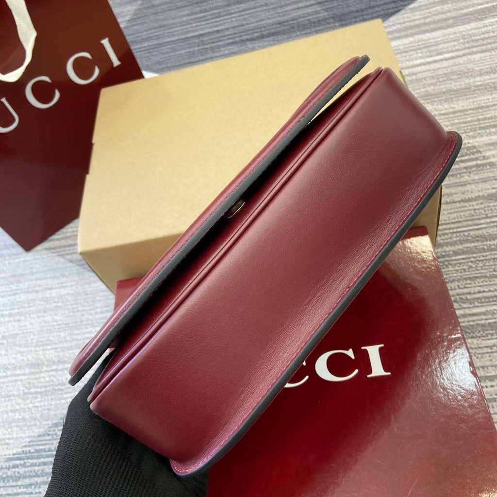 Gucci 815715 Gucci Blondie small shoulder bag Red and Wine red Suede Leather