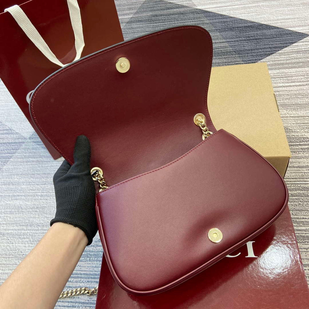 Gucci 815715 Gucci Blondie small shoulder bag Red and Wine red Suede Leather