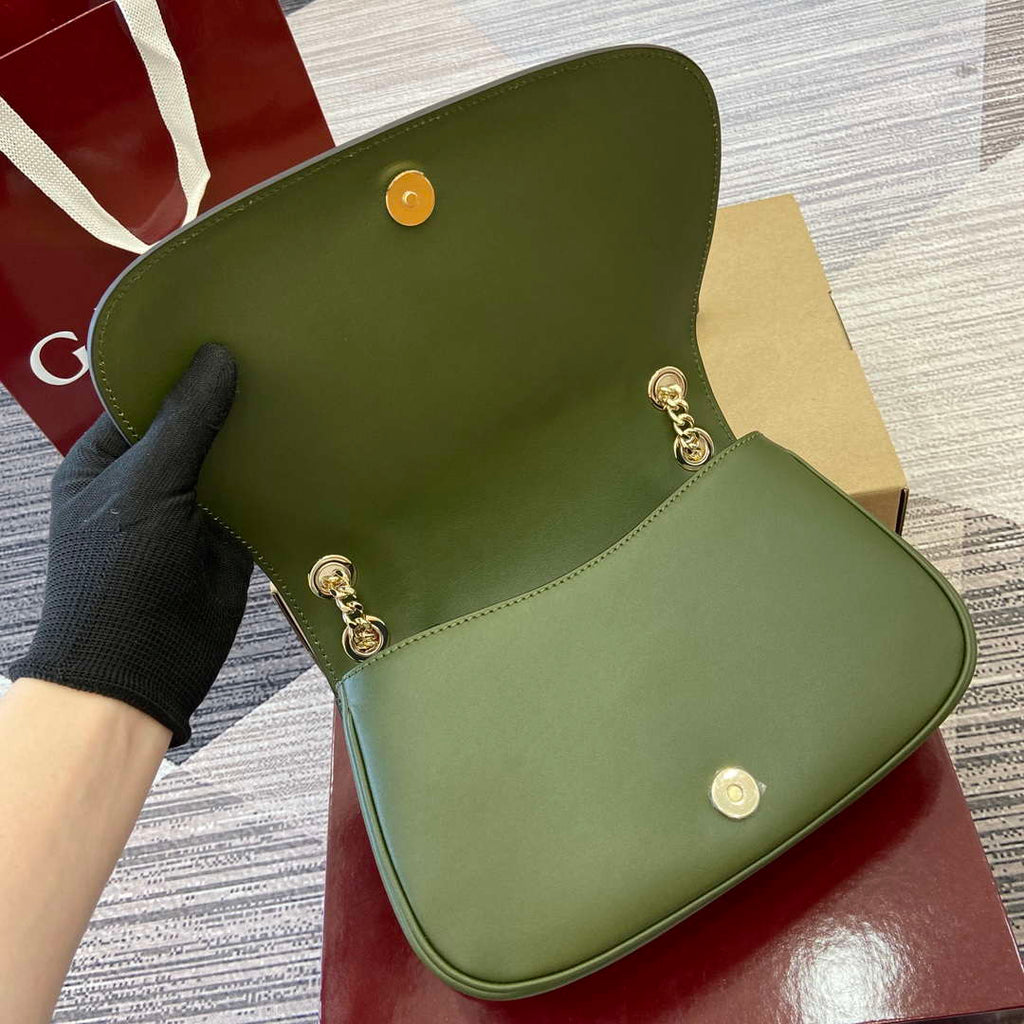 Gucci 815715 Gucci Blondie small shoulder bag Green Suede Leather