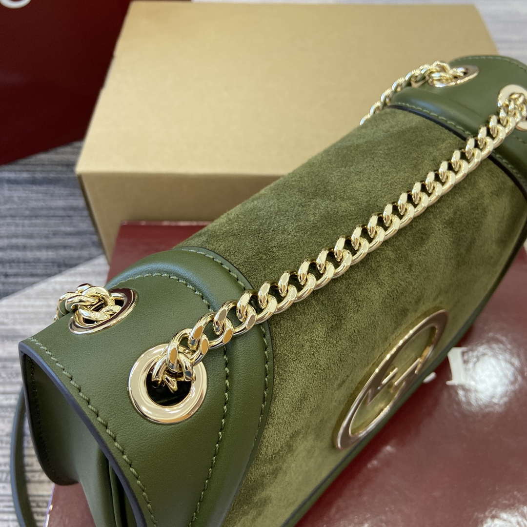 Gucci 815715 Gucci Blondie small shoulder bag Green Suede Leather