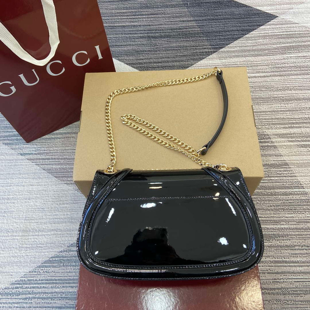 Gucci 815715 Gucci Blondie small shoulder bag Patent Leather Black