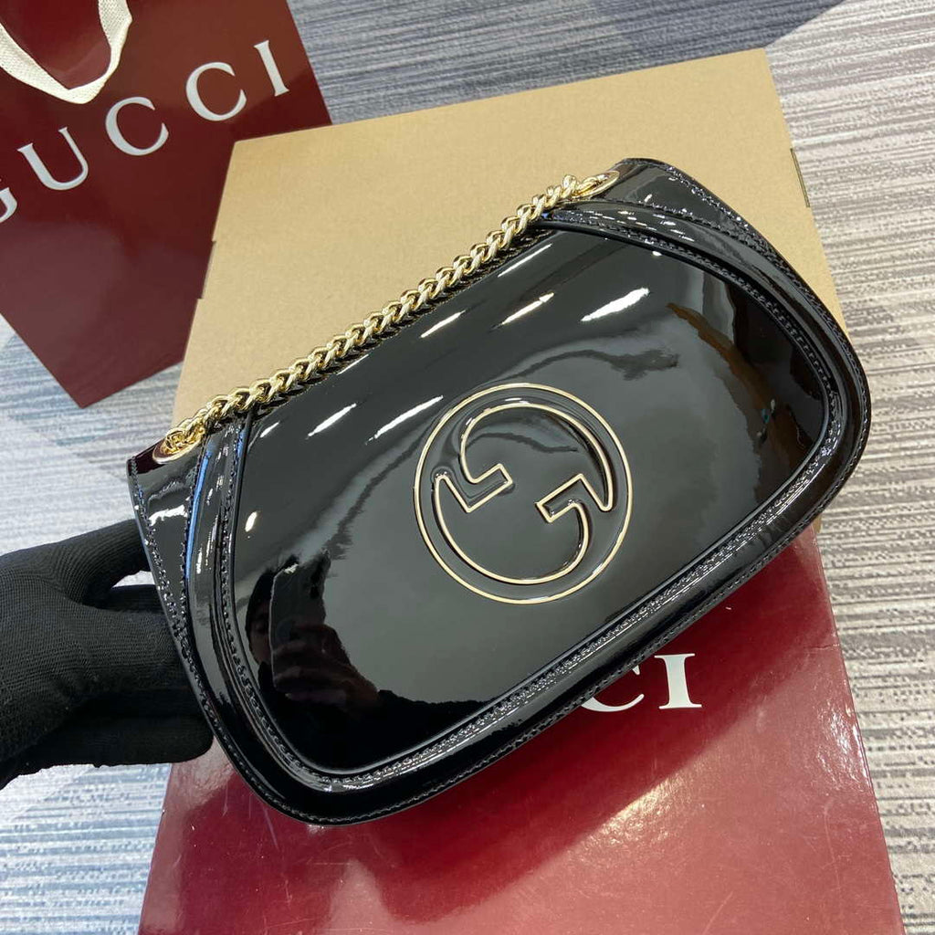 Gucci 815715 Gucci Blondie small shoulder bag Patent Leather Black