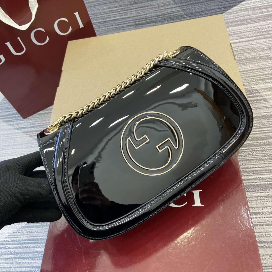 Gucci 815715 Gucci Blondie small shoulder bag Patent Leather Black
