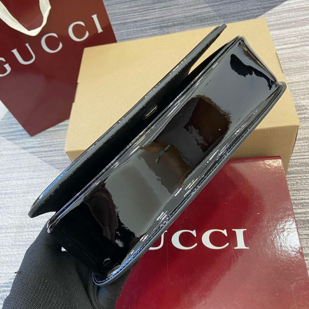 Gucci 815715 Gucci Blondie small shoulder bag Patent Leather Black