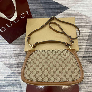 Gucci 815716 Gucci Blondie Medium top handle bag Dark Brown cotton linen canvas - Default Title - View 2