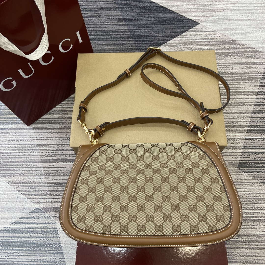 Gucci 815716 Gucci Blondie Medium top handle bag Dark Brown cotton linen canvas