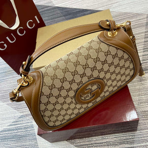 Gucci 815716 Gucci Blondie Medium top handle bag Dark Brown cotton linen canvas - Default Title - View 5