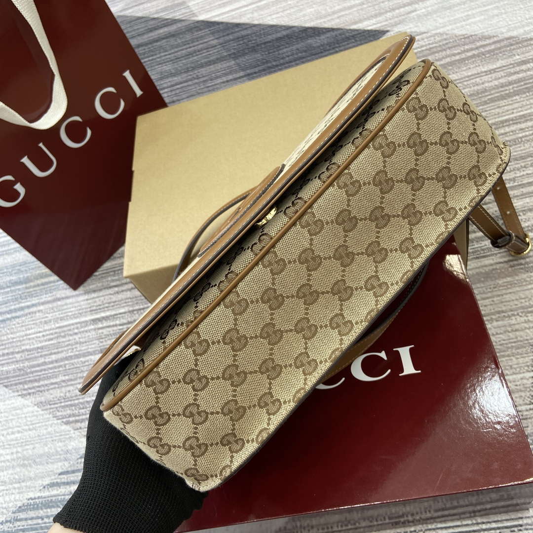 Gucci 815716 Gucci Blondie Medium top handle bag Dark Brown cotton linen canvas