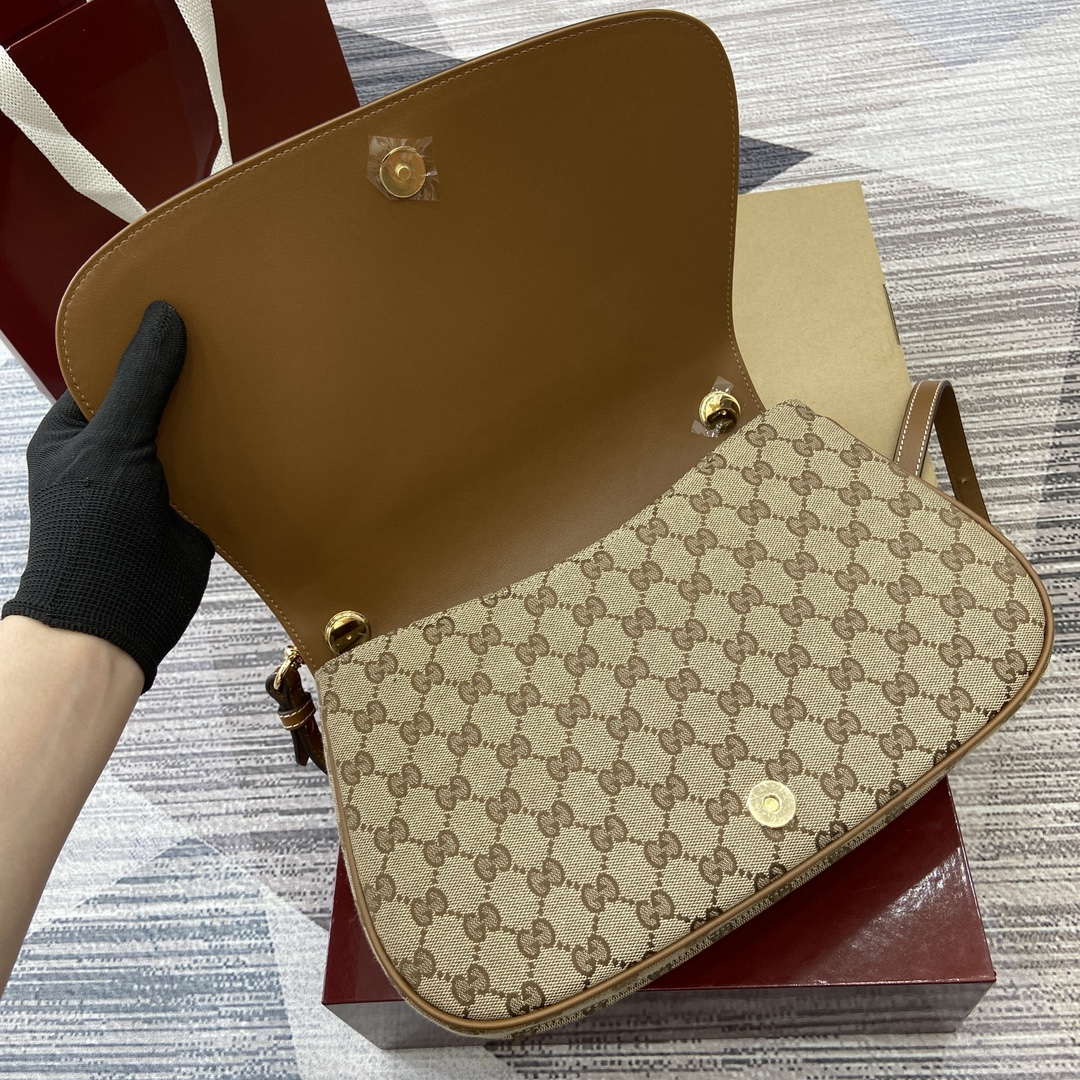Gucci 815716 Gucci Blondie Medium top handle bag Dark Brown cotton linen canvas