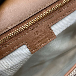 Gucci 815716 Gucci Blondie Medium top handle bag Dark Brown cotton linen canvas - Default Title - View 11