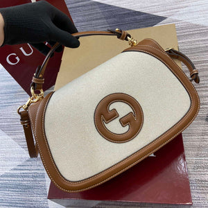 Gucci 815716 Gucci Blondie Medium top handle bag Brown & Beige cotton linen canvas - Default Title - View 5