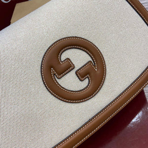 Gucci 815716 Gucci Blondie Medium top handle bag Brown & Beige cotton linen canvas - Default Title - View 6