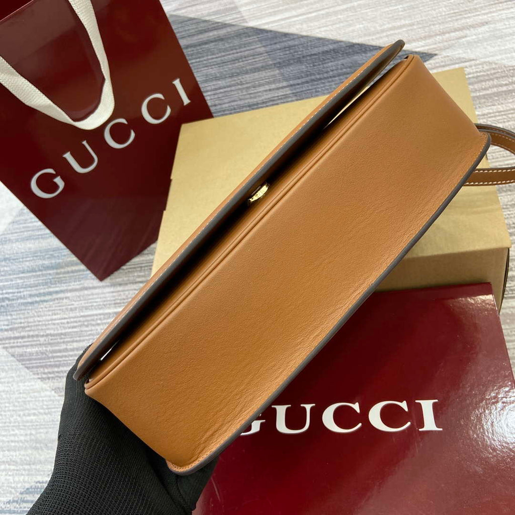 Gucci 815716 Gucci Blondie Medium top handle bag Brown & Beige cotton linen canvas