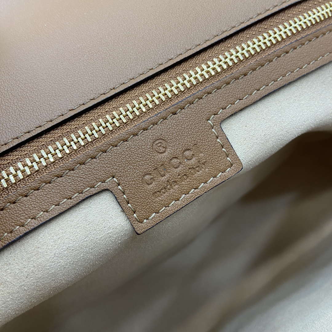 Gucci 815716 Gucci Blondie Medium top handle bag Brown & Beige cotton linen canvas - Default Title - View 10