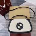 Gucci 815716 Gucci Blondie Medium top handle bag Black& Beige cotton linen canvas