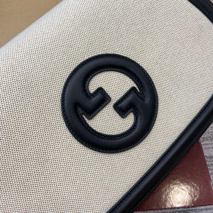 Gucci 815716 Gucci Blondie Medium top handle bag Black& Beige cotton linen canvas - Default Title - View 6