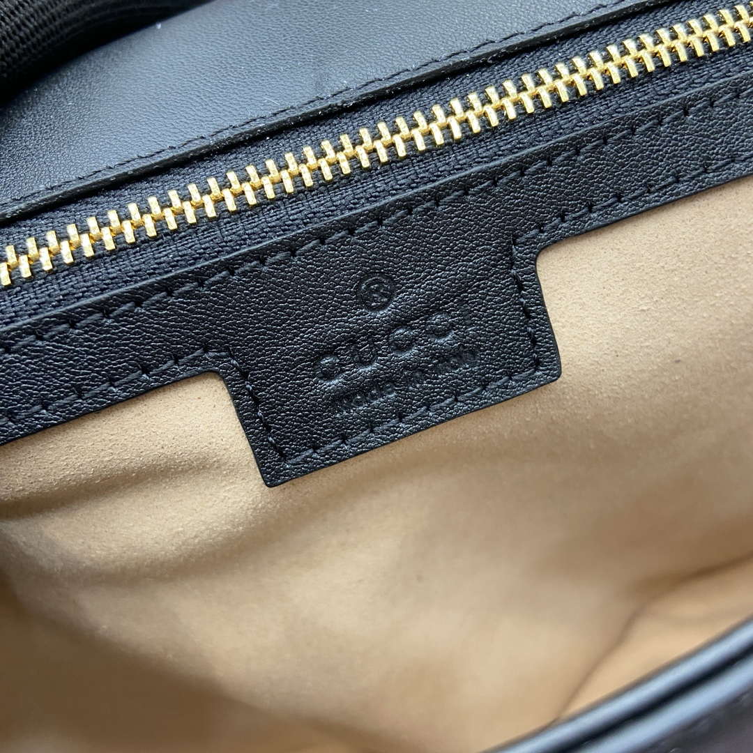 Gucci 815716 Gucci Blondie Medium top handle bag Black& Beige cotton linen canvas