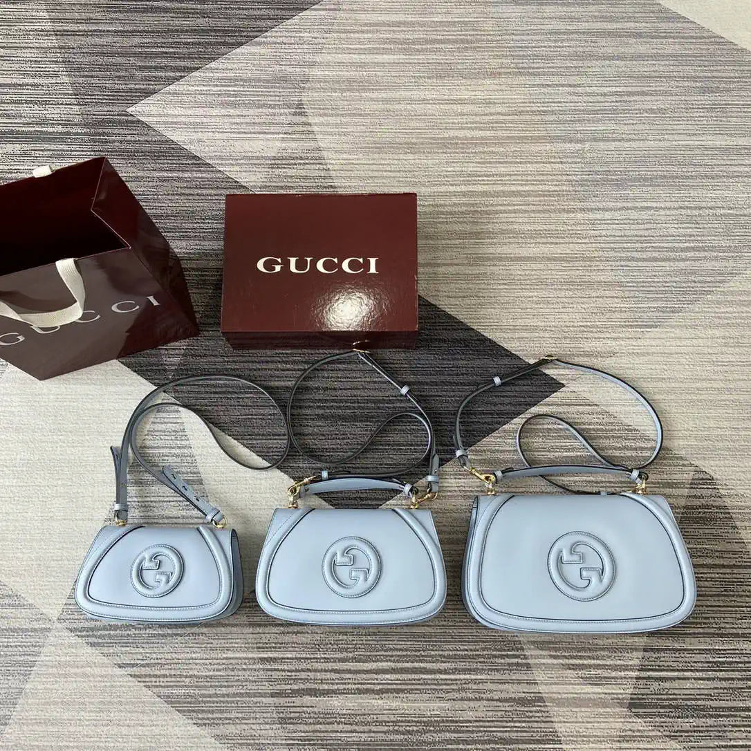 Gucci 815719 Gucci Blondie Medium top handle bag Leather Lake Blue