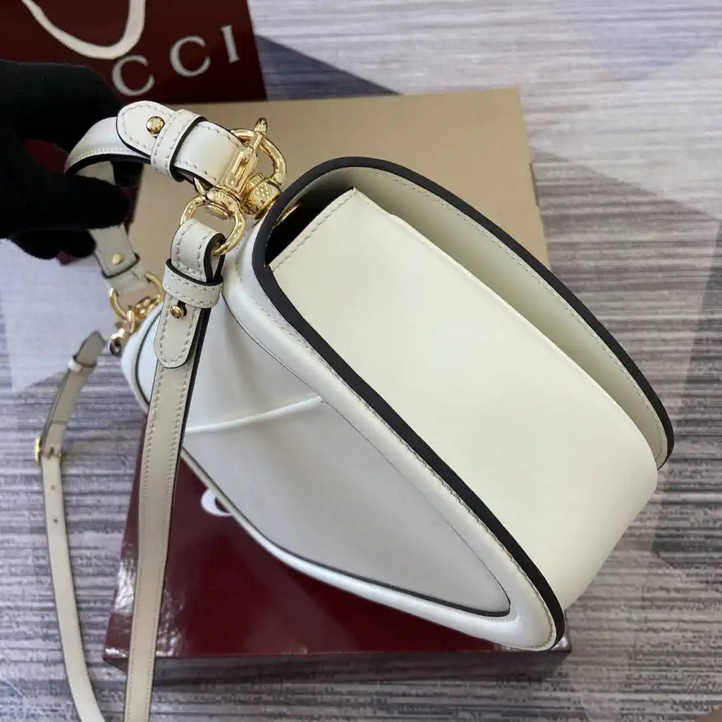 Gucci 815719 Gucci Blondie Medium top handle bag Leather White