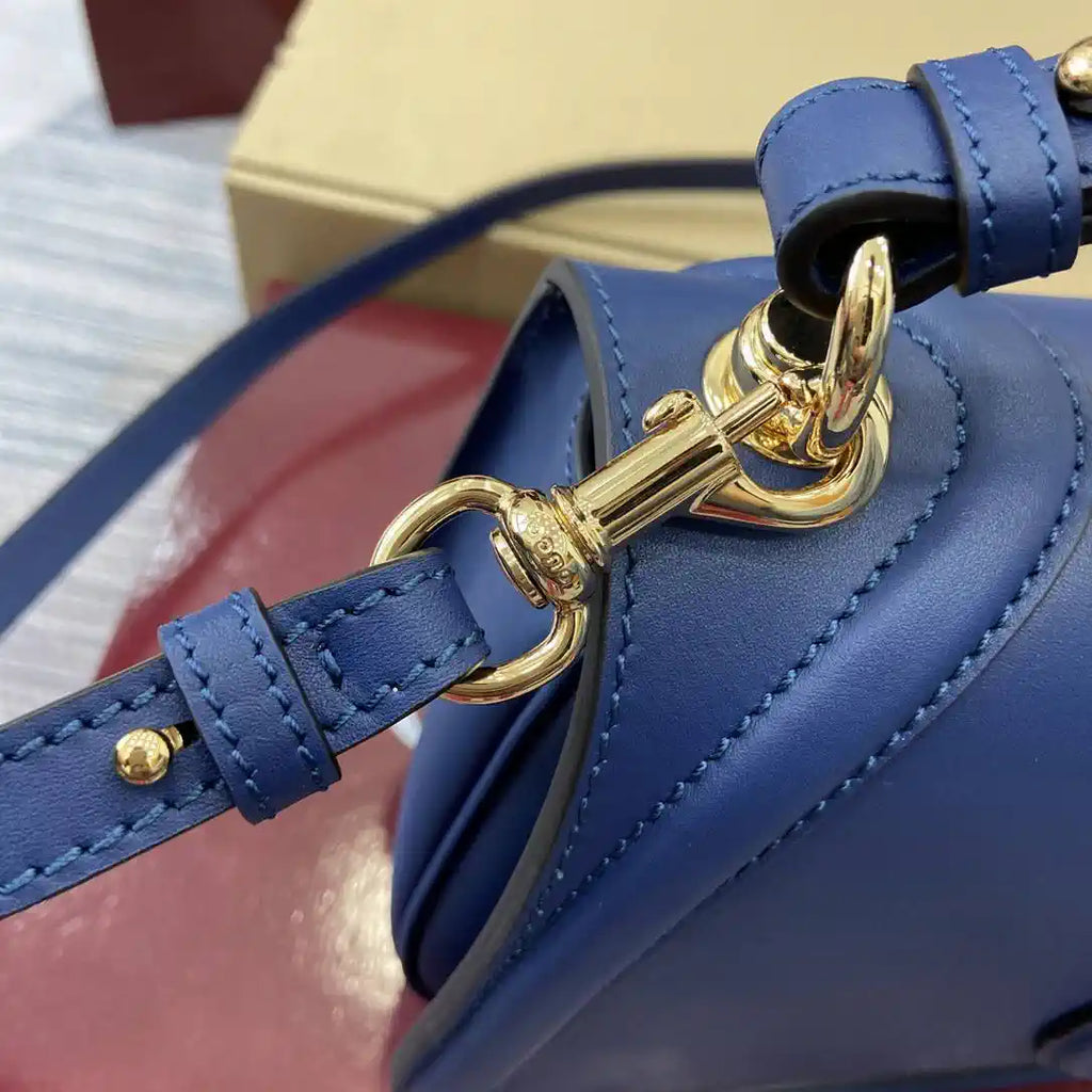 Gucci 815719 Gucci Blondie Medium top handle bag Leather Blue