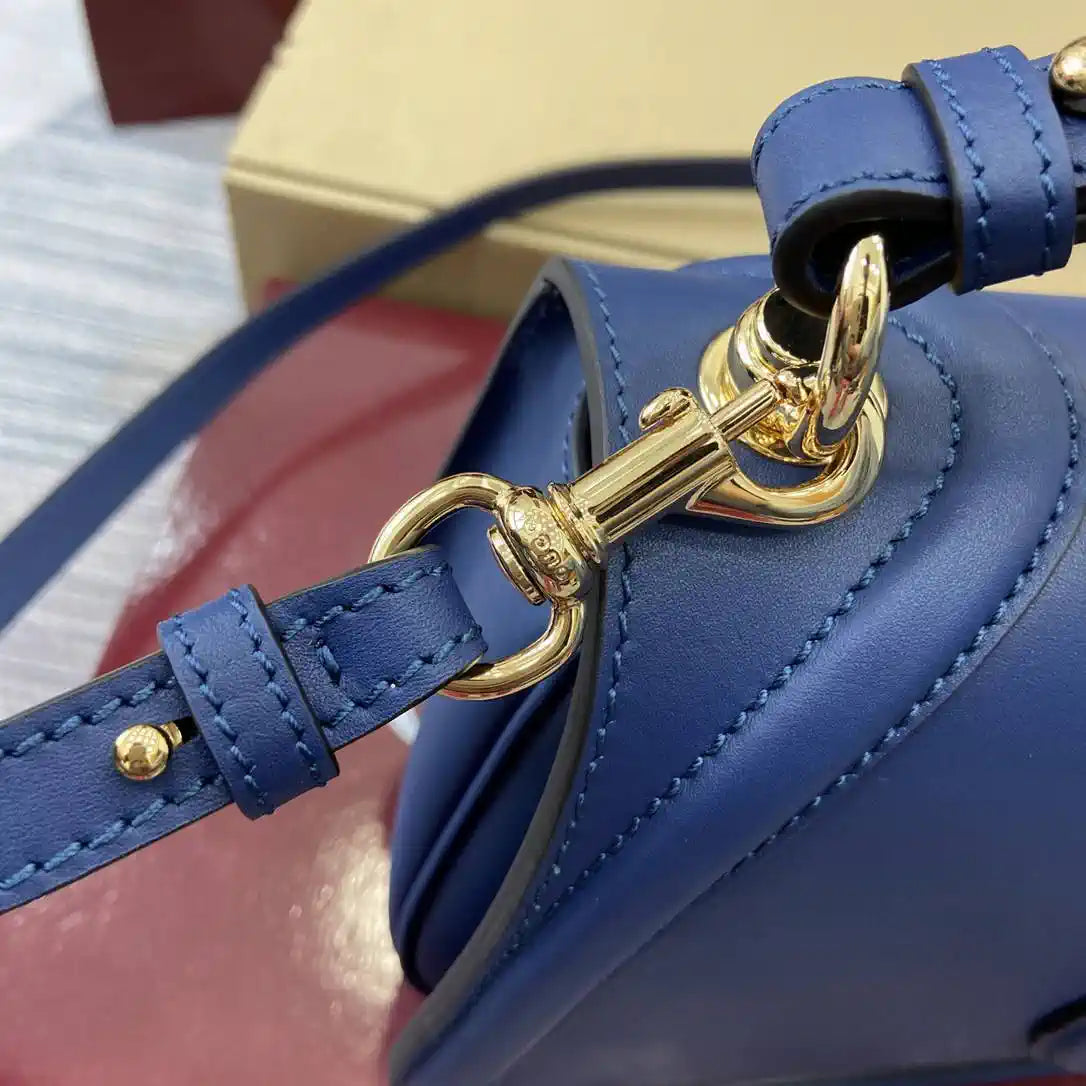 Gucci 815719 Gucci Blondie Medium top handle bag Leather Blue