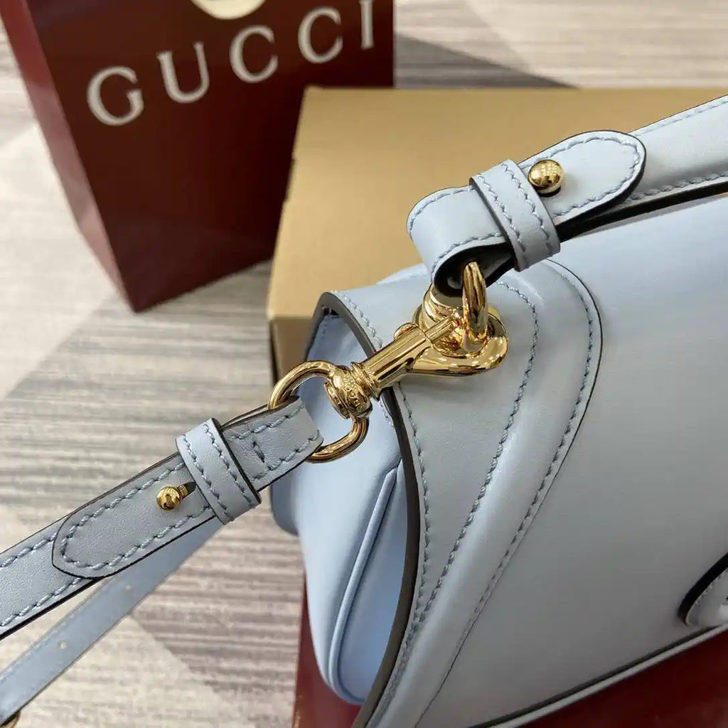 Gucci 815719 Gucci Blondie Medium top handle bag Leather Lake Blue