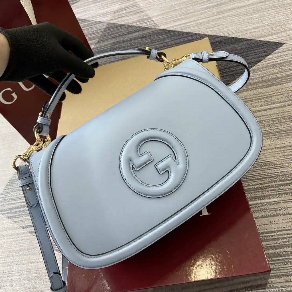 Gucci 815719 Gucci Blondie Medium top handle bag Leather Lake Blue
