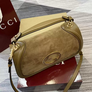 Gucci 815719 Gucci Blondie Medium top handle bag Light brown suede - Default Title - View 5