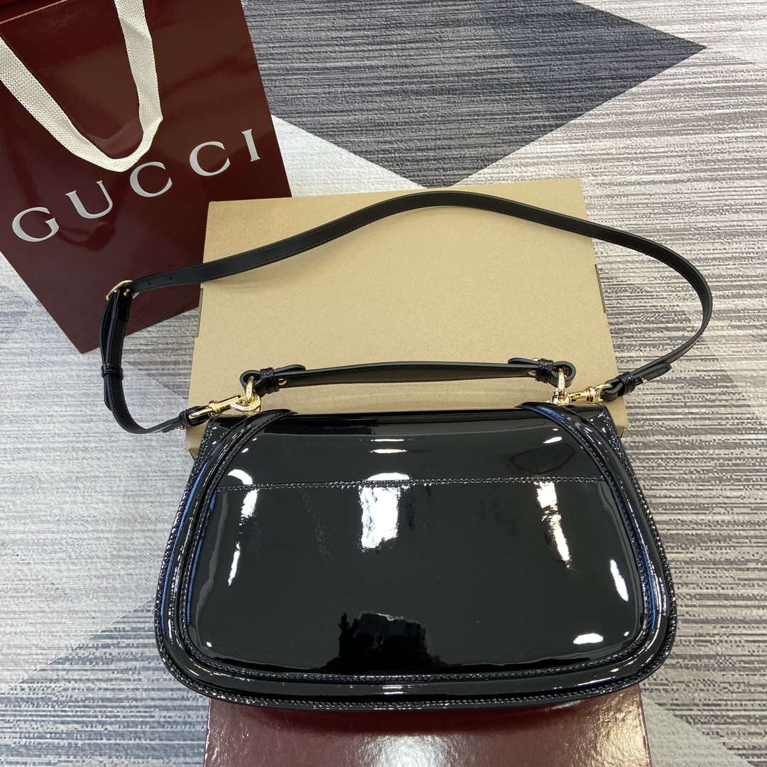 Gucci 815719 Gucci Blondie Medium top handle bag Patent Leather Black