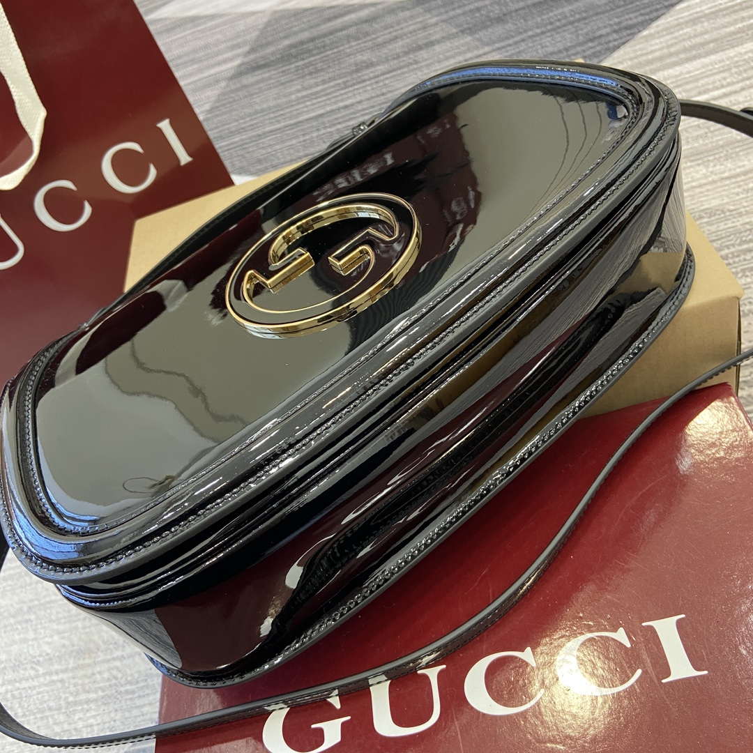 Gucci 815719 Gucci Blondie Medium top handle bag Patent Leather Black - Default Title - View 6