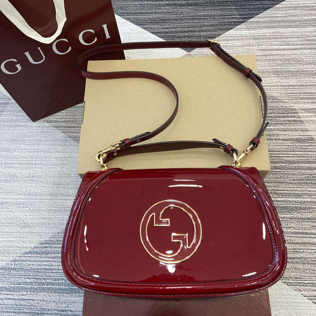 Gucci 815719 Gucci Blondie Medium top handle bag Patent Leather Red - Default Title - View 1