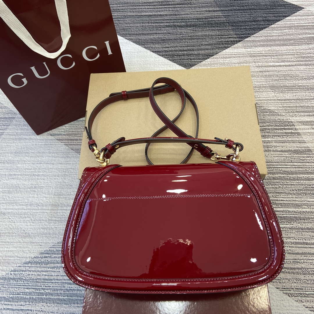 Gucci 815719 Gucci Blondie Medium top handle bag Patent Leather Red