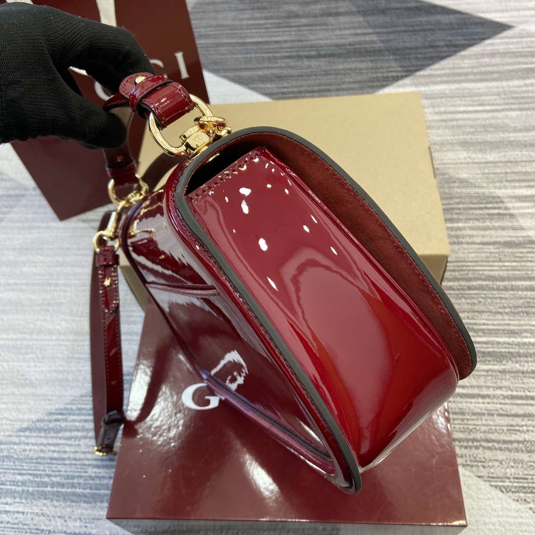 Gucci 815719 Gucci Blondie Medium top handle bag Patent Leather Red - Default Title - View 3