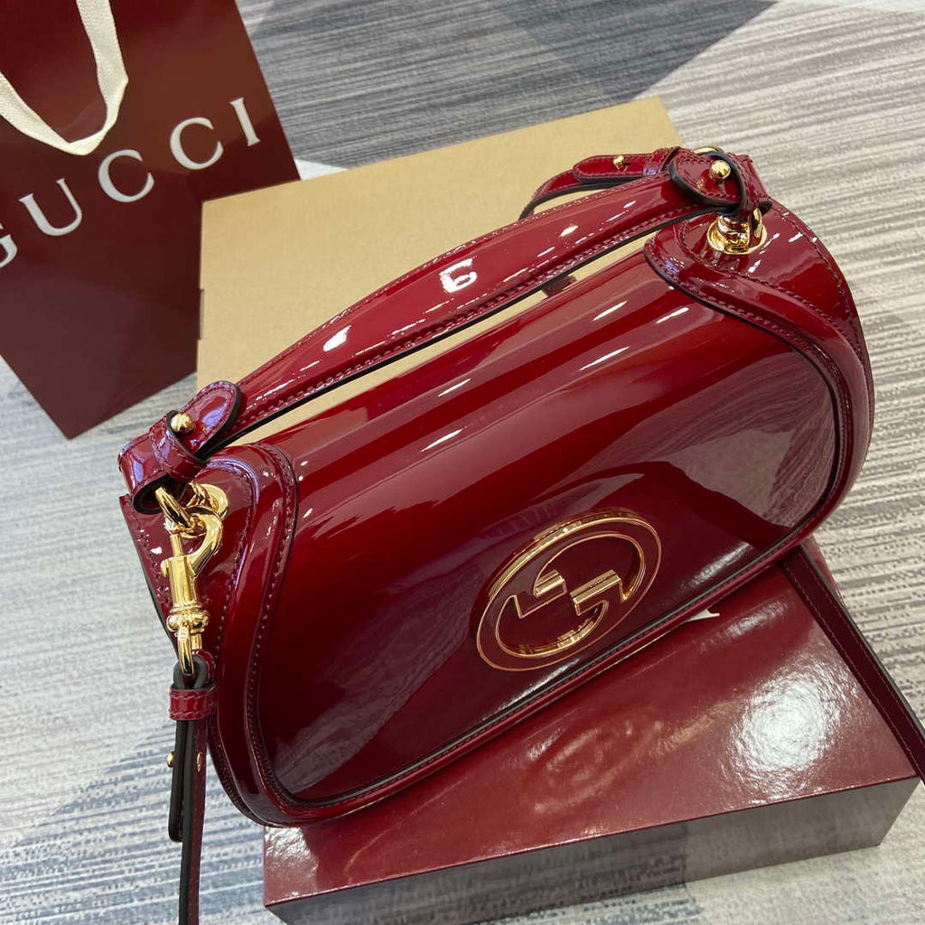 Gucci 815719 Gucci Blondie Medium top handle bag Patent Leather Red