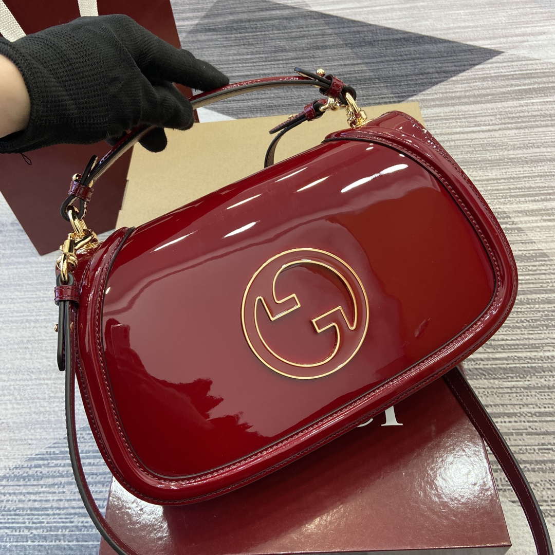 Gucci 815719 Gucci Blondie Medium top handle bag Patent Leather Red - Default Title - View 7