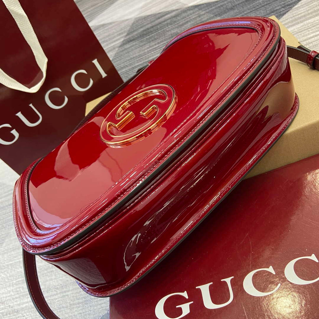 Gucci 815719 Gucci Blondie Medium top handle bag Patent Leather Red