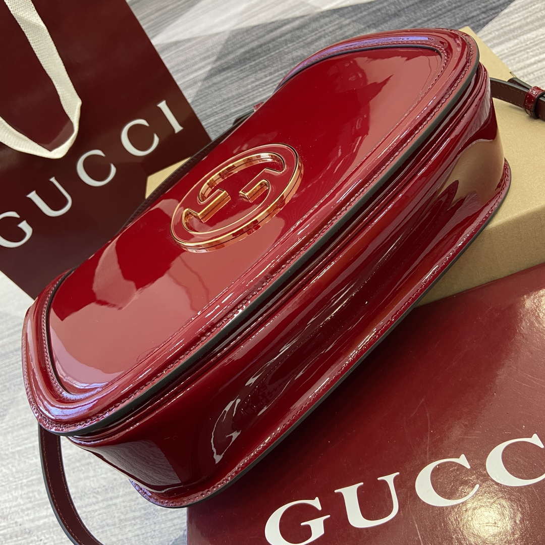 Gucci 815719 Gucci Blondie Medium top handle bag Patent Leather Red