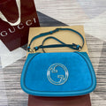 Gucci 815719 Gucci Blondie Medium top handle bag Blue suede